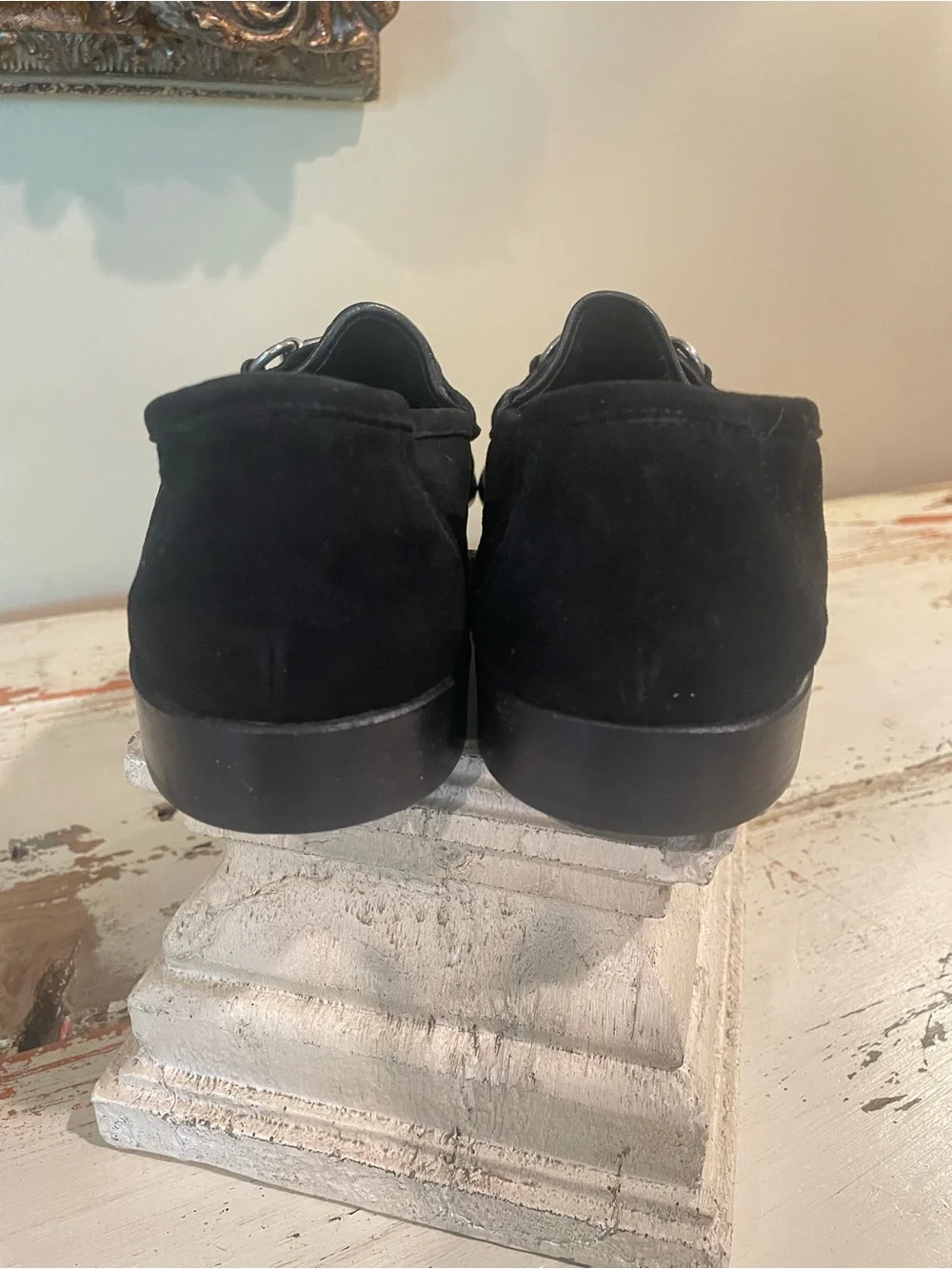 Bragamo Black suede unisex horsebit slip on Loafers